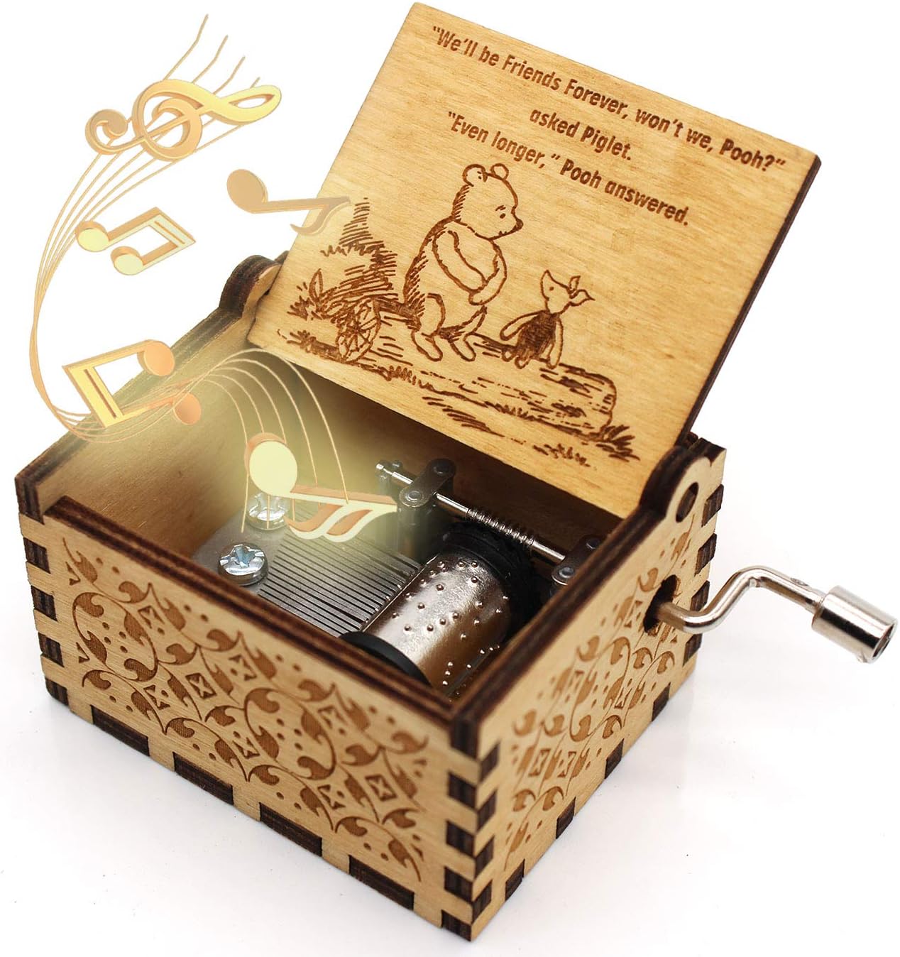 Wooden Music Box - The Pooh Saying Music Box, Gift for Friend