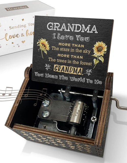 Load image into Gallery viewer, Sunflower Music Box Gifts for Grandma,Best Grandma Birthday Gift,You are My Sunshine Hand Crank Engraved Wooden Musical Boxes
