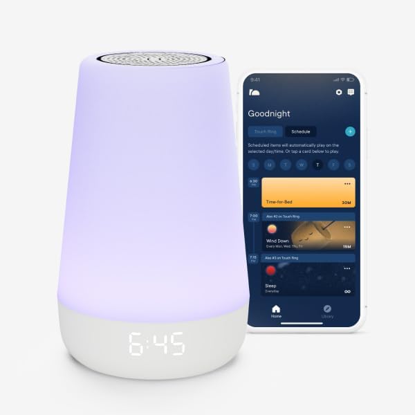 Rest Baby Sound Machine, Night Light | 2nd Gen | Sleep Trainer, Time-to-Rise Alarm Clock, White