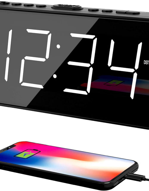 Load image into Gallery viewer, Alarm Clock for Bedroom, 2 Alarms Loud LED Big Display Plug in Simple Basic Digital Clock with USB Charging Port, White Digits
