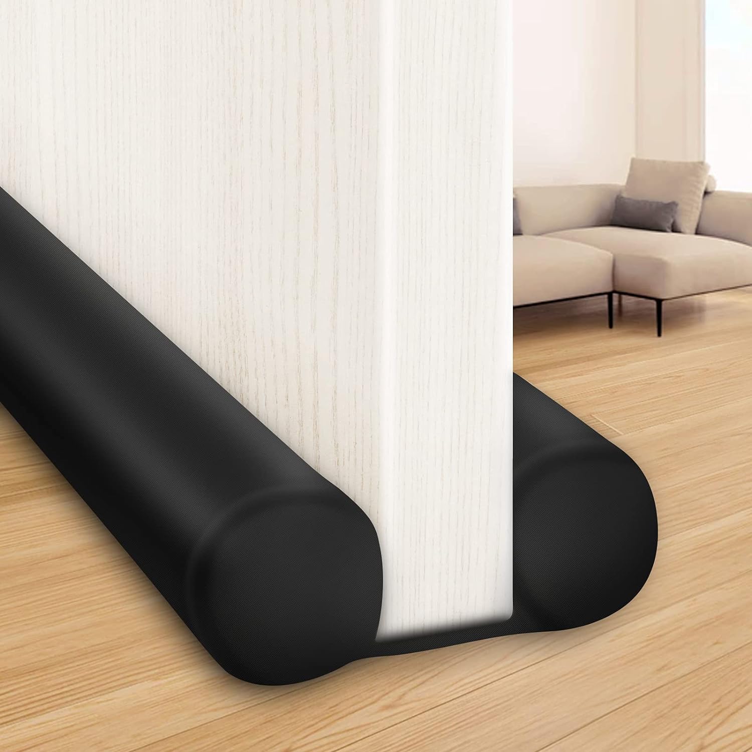 Large Door Draft Stopper for Bottom of Doors 36 Inch Under Door Draft Noise Blocker Black Gap, Black