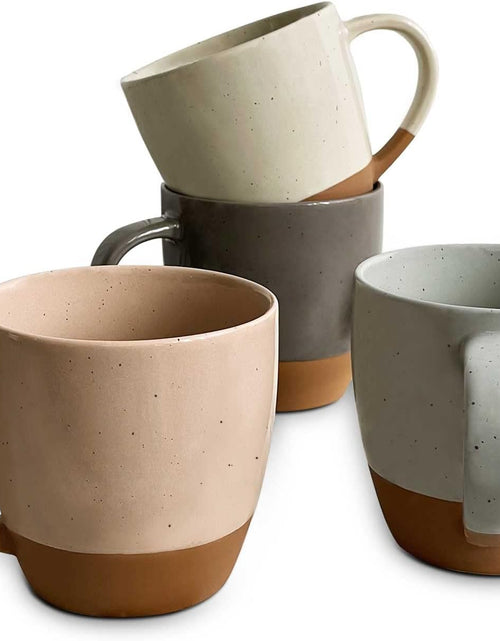 Load image into Gallery viewer, Ceramic Large Latte Mug Set of 4, 16oz - Microwavable, Porcelain Coffee Cups With Big Handle, Assorted Neutrals
