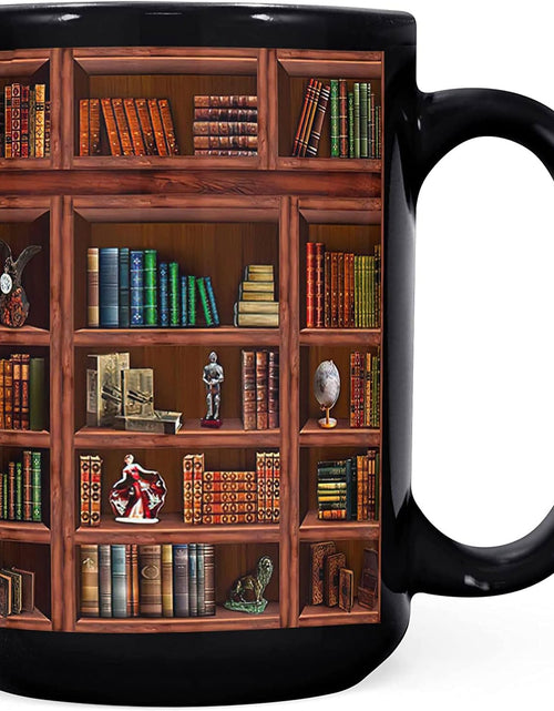 Load image into Gallery viewer, Library Bookshelf Mug Gifts For Book Lovers Women,  Mug Librarian Book Lovers Gifts for Readers Writer Black 15oz
