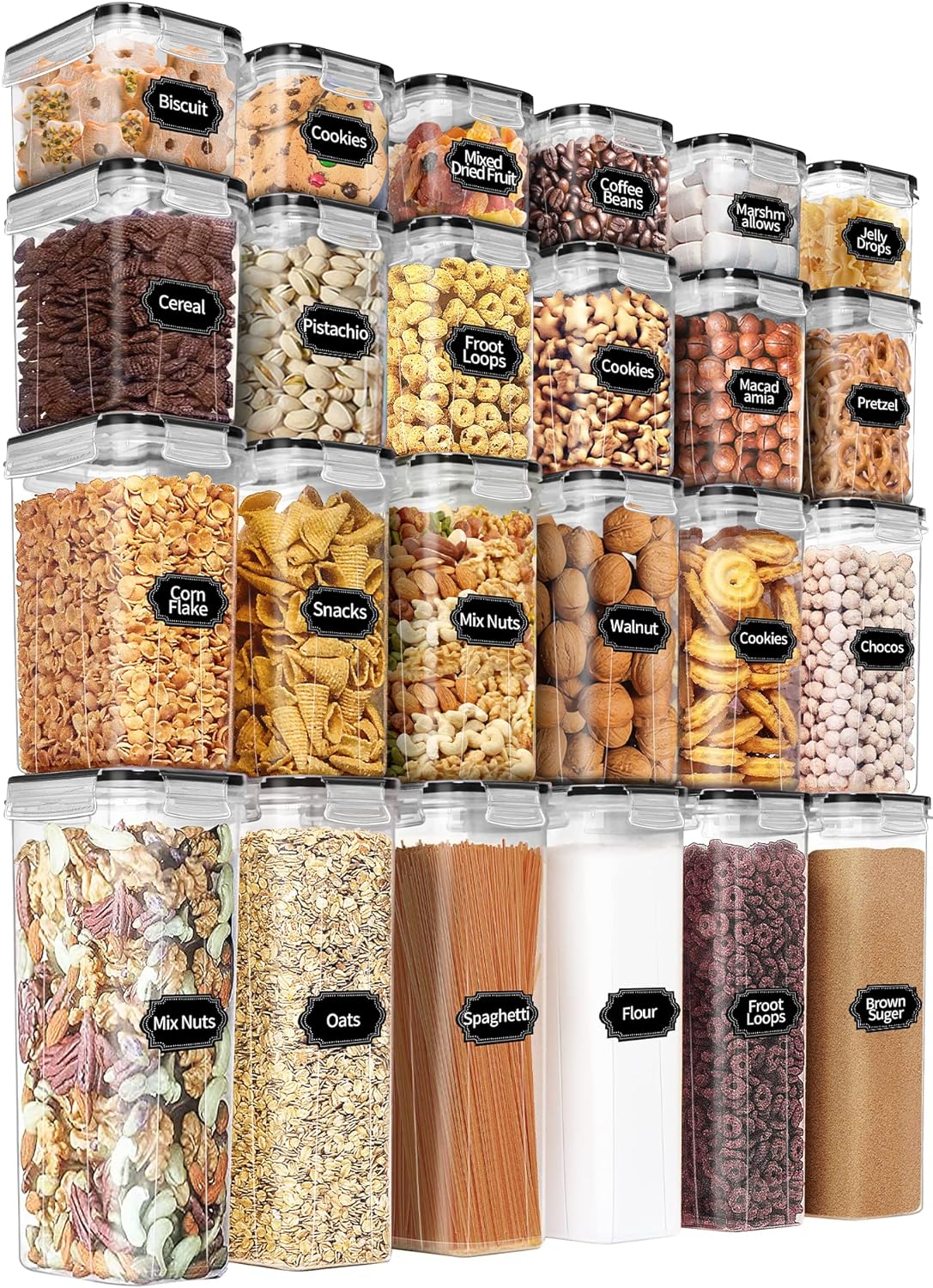 Airtight Food Storage Containers Set with Lids - 24 PCS, BPA Free Kitchen and Pantry Organization