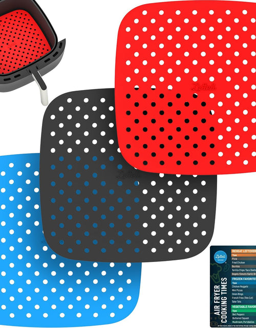 Load image into Gallery viewer, Reusable Silicone Air Fryer Liners with Air Fryer Magnetic Cheat Sheet, Easy Clean Air Fryer Accessories
