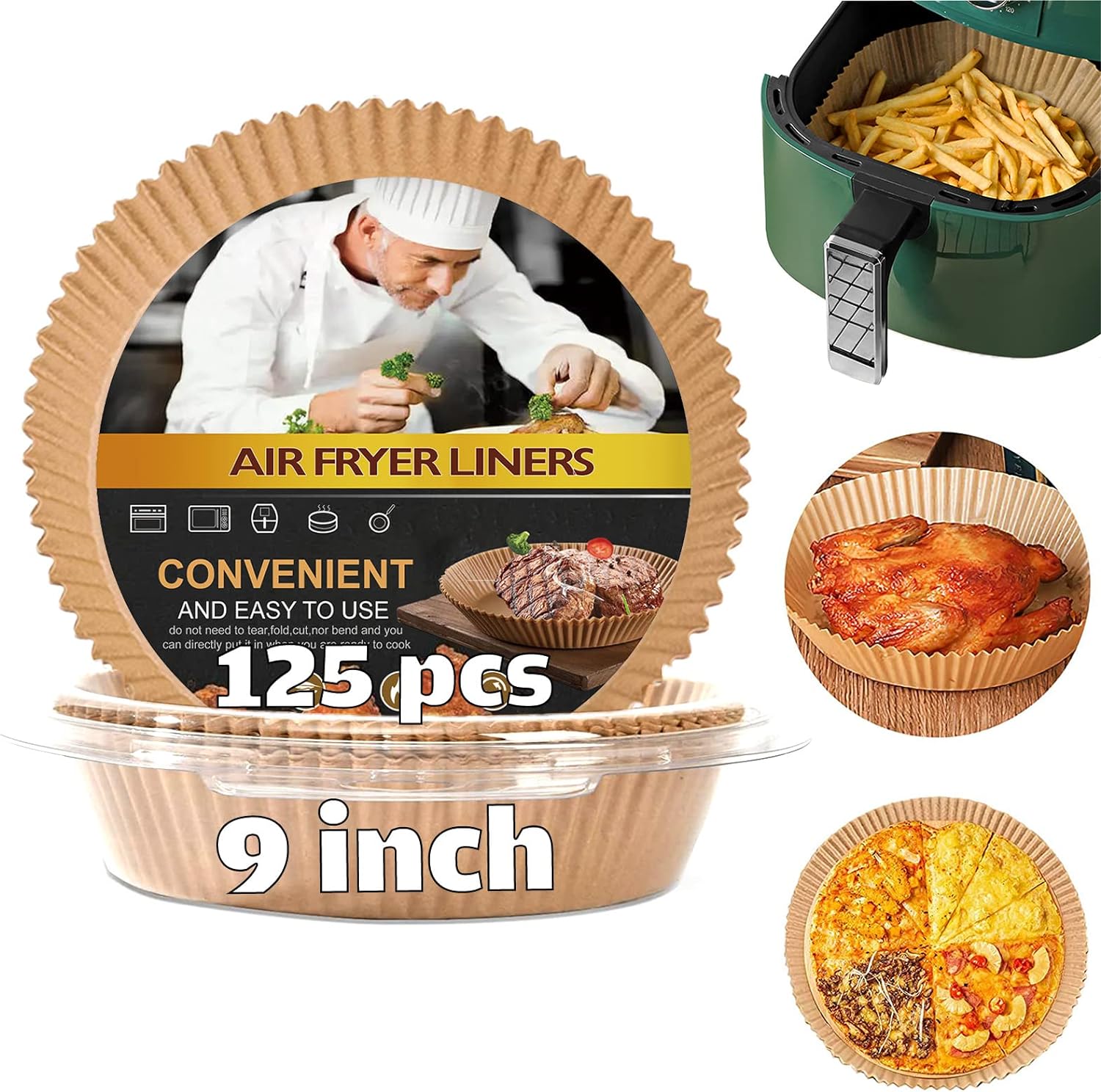 Disposable Air Fryer Paper Liners, 9 Inch Round Parchment Paper Liners for 4 qt 5 qt 6 qt