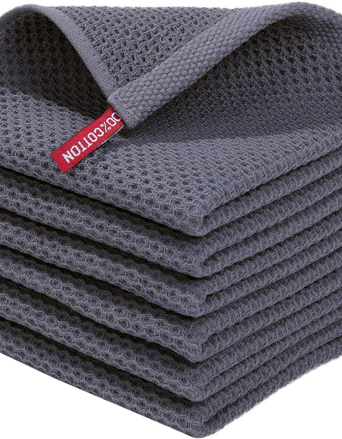 Load image into Gallery viewer, Cotton Waffle Weave Kitchen Dish Cloths, 12x12 Inches, 6-Pack, Dark Grey
