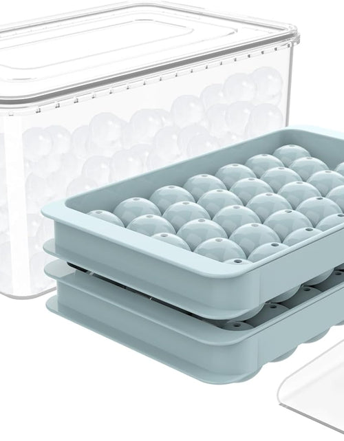 Load image into Gallery viewer, Ice Cube Tray for Freezer with Lid &amp; Bin, 0.8&quot;x66 Round Ice Cube Mold with Container (2 Trays 1 Ice Bucket &amp; Scoop)
