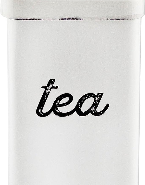 Load image into Gallery viewer, Enamelware Tea Bag Caddy Dispenser for Wrapped Individual Tea Sachets, White
