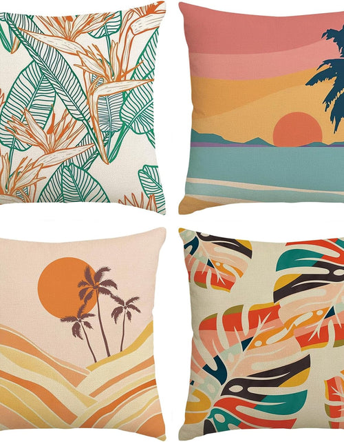 Load image into Gallery viewer, Set of 4 Modern Tropical Leaves Minimalist Aesthetic Leaf Decorative Throw Pillow Cases, 18 x 18
