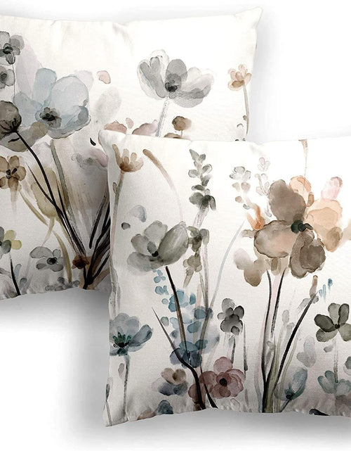 Load image into Gallery viewer, Set of 2, Flowers Pillow Cushion Cases, Modern Decorative Square Pillowcases
