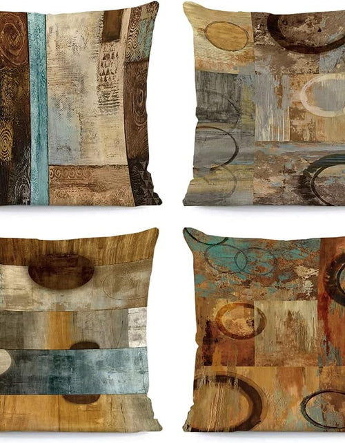 Load image into Gallery viewer, Set of 4 Teal Pillow Cover Modern Geometry Abstract Art Decorative Pillowcovers
