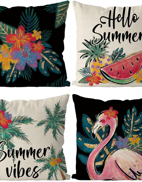 Load image into Gallery viewer, Set of 4 Flamingo Watermelon Throw Pillow Covers Summer Farmhouse Cushion Cases
