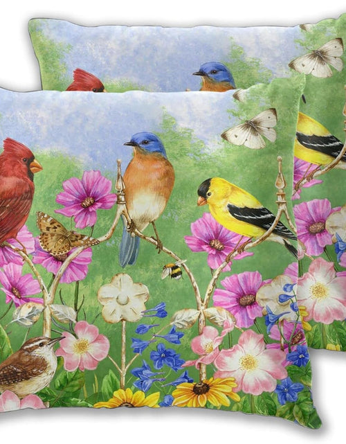 Load image into Gallery viewer, Set of 2 Rustic Flowers Birds Butterfly Spring Summer Throw Pillow Covers
