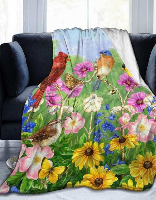 Load image into Gallery viewer, Rural Flowers Birds Throw Blanket Ultra Soft Warm All Season Rustic Sunflowers, 50&quot;X40&quot;
