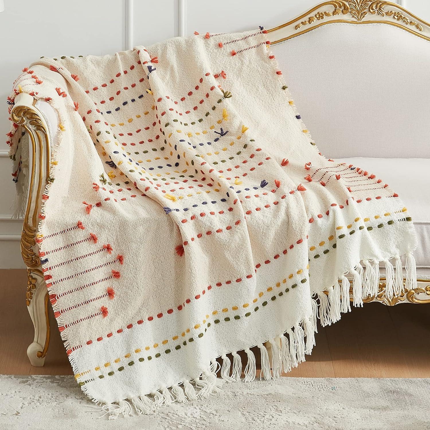 Boho Throw Blanket for Couch, Bohemian Decorative Summer Throw Blanket, 50x60 inches