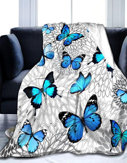 Load image into Gallery viewer, Beautiful Blue Butterfly Throw Blanket Ultra Soft Flannel Butterflies Blanket Gifts for Kids Adults 50&quot;X40&quot;
