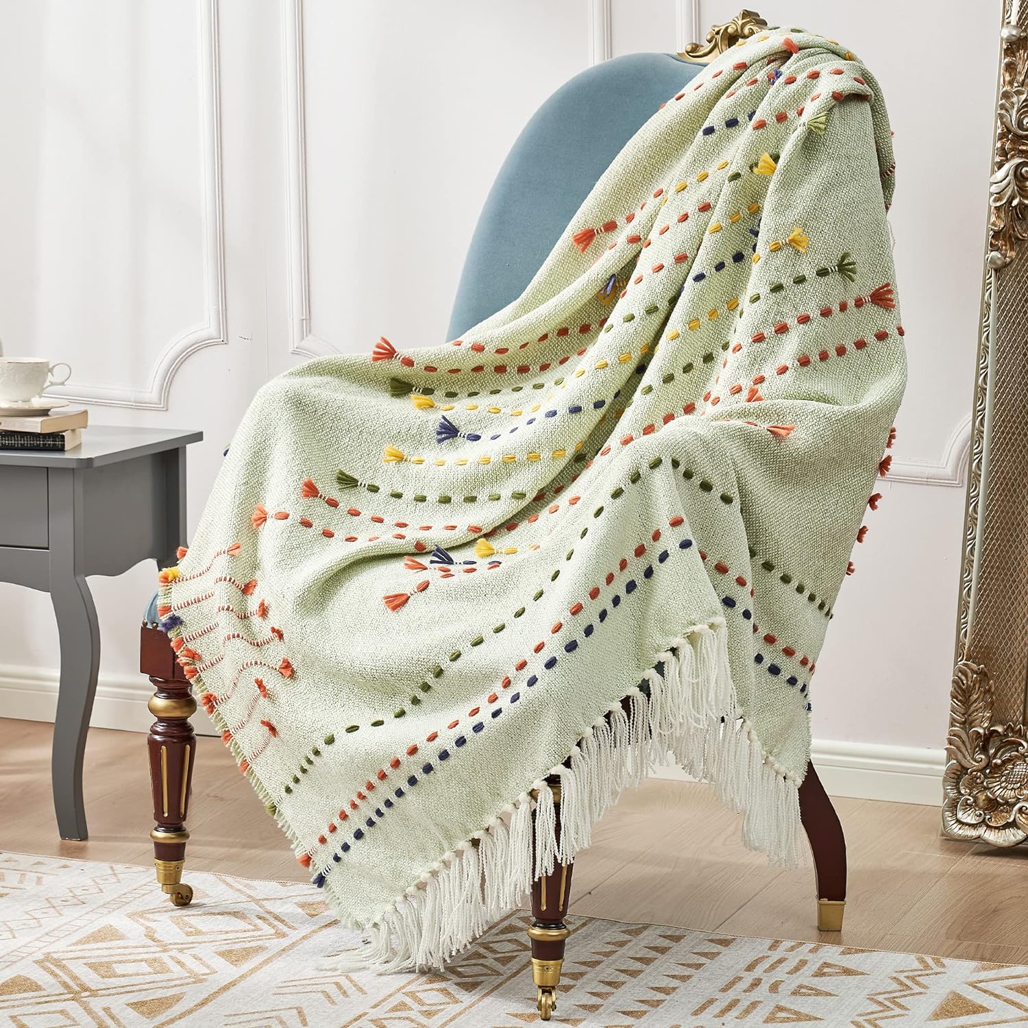 Boho Throw Blanket for Couch, Bohemian Decorative Summer Throw Blanket, 50x60 inches