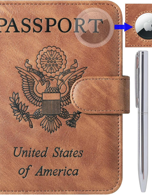 Load image into Gallery viewer, Airtag Passport Holder Cover Wallet Travel Essentials with Rfid Blocking Case, Brown
