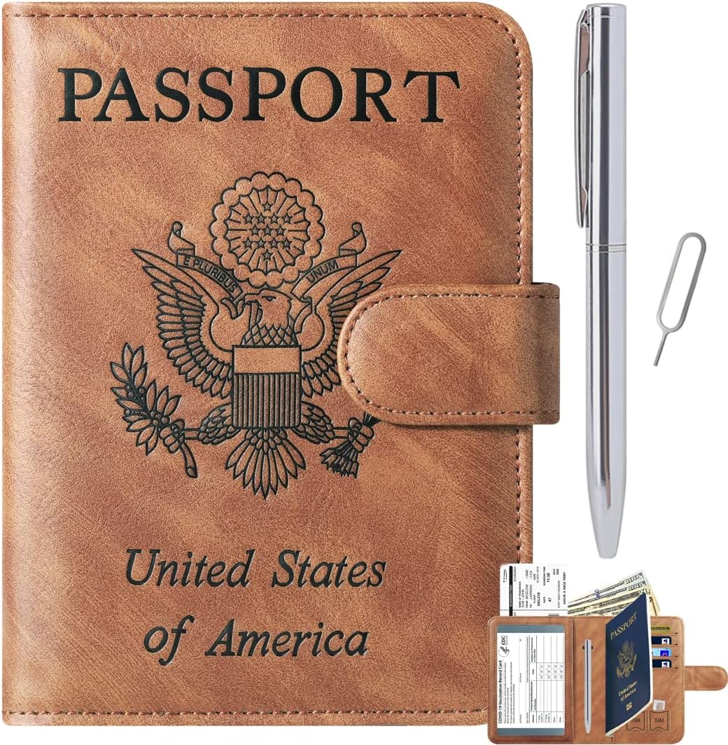 Passport Holder Cover Wallet Travel Essentials Accessories for Men Women (2#Brown)