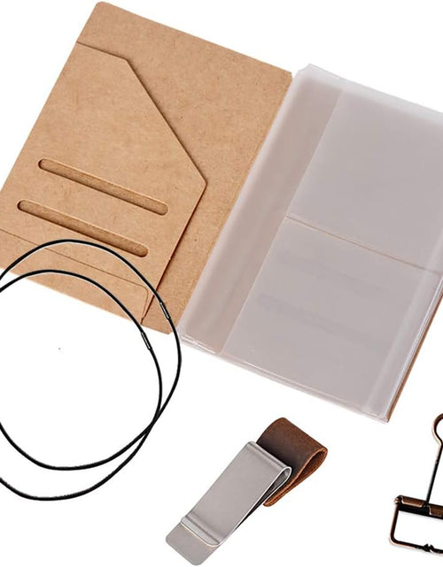 Load image into Gallery viewer, Passport Size Travelers Notebook Accessories Kit - Kraft File Folder, Zipper Case, Pen Holder,

