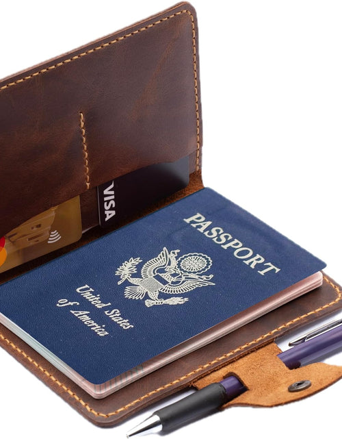 Load image into Gallery viewer, Handmade Passport Leather Case, Wallet Credit Card Holder (Dark Brown)
