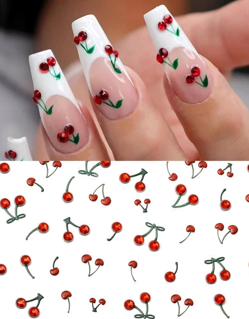 Load image into Gallery viewer, 5D Nail Stickers Rhinestones Nail Art Crystal Cherry Art
