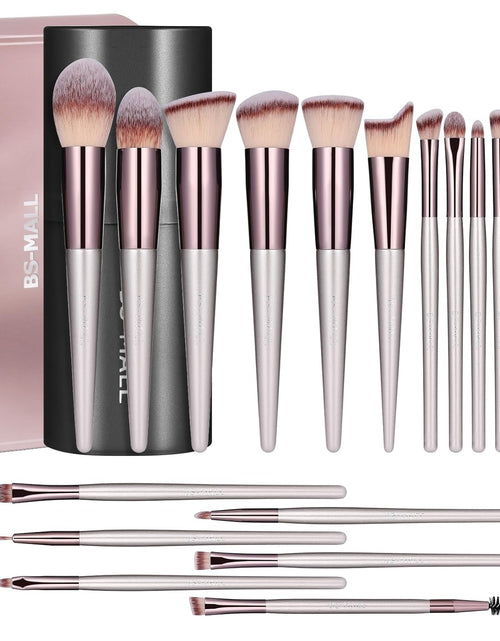 Load image into Gallery viewer, 18 Pcs Premium Synthetic Foundation Powder Concealers Eye shadows Blush Makeup Brushes with black case, Champagne
