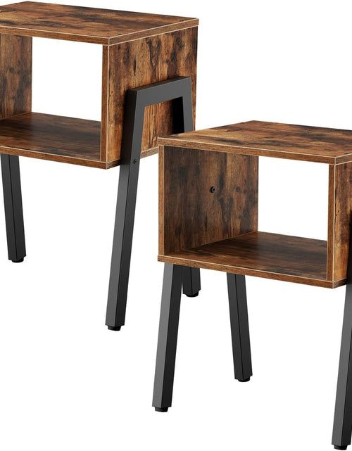 Load image into Gallery viewer, Set of 2 Bedside Tables Nightstands Stackable Narrow End Table with Open Storage
