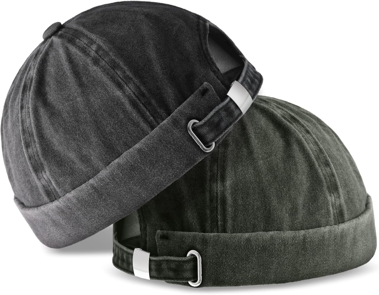 Adjustable Brimless Hats for Men Docker Hat Casual No Brim Hat (2 Pcs)
