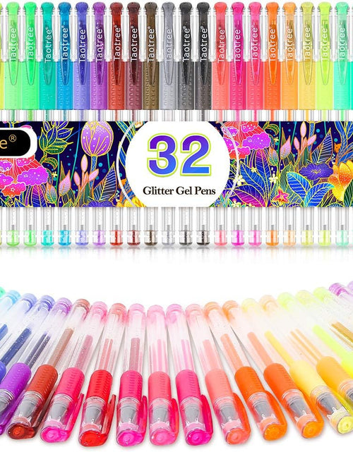 Load image into Gallery viewer, 32-Color Neon Glitter Pens Fine Tip Art Markers Set 40% More Ink
