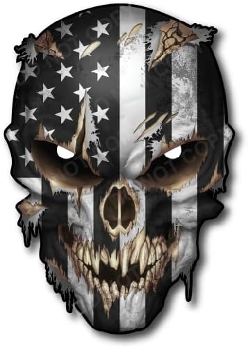 Load image into Gallery viewer, Skull with Reflective Eyes American Flag Vinyl Decal Stickers Car Truck Sniper Marines Army
