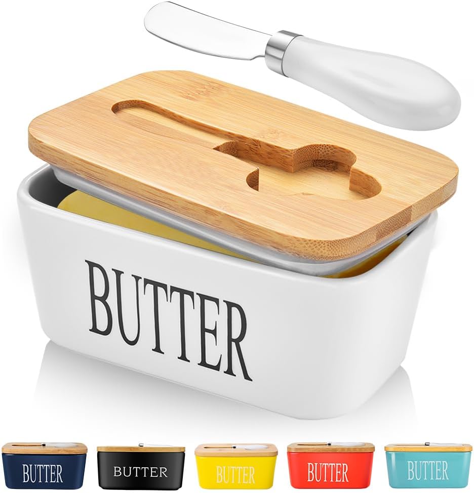 Butter Dish with Lid, Large Ceramic Butter Storage