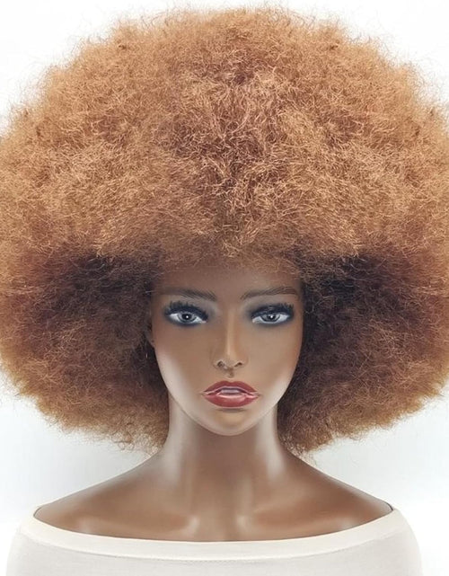 Load image into Gallery viewer, Afro Wigs for Black Women Short Curly Afro Kinky Wig 70s Funny Large Bouncy Fluffy Puff Wigs, Brown
