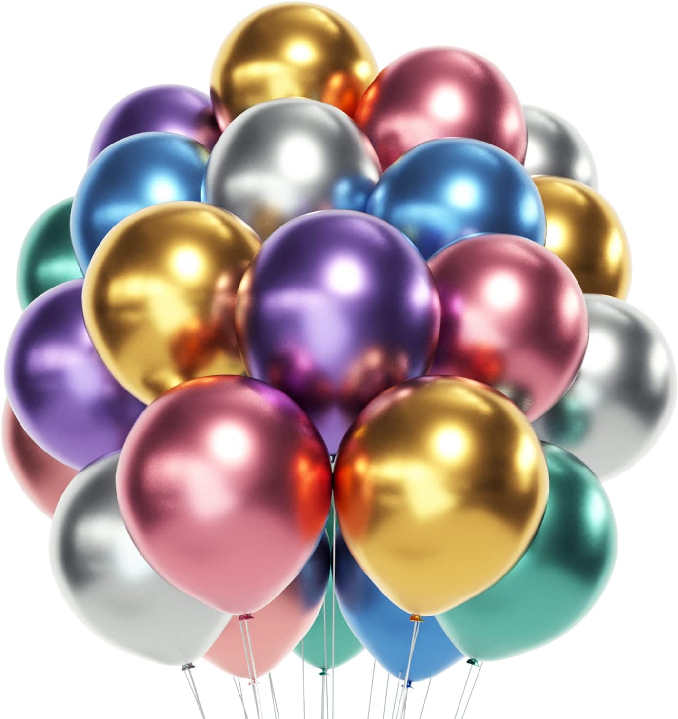 Chrome Metallic Balloons 12 Inch 80Pcs Latex Party Balloons Assorted Color Multicolor