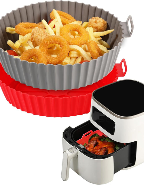 Load image into Gallery viewer, 2 Pcs Reusable Non-Stick Air Fryer Basket Bowl Fit 3-5QT Air fryer Baking Replacement of Flammable Parchment Paper(Round, 6.5 Inch)
