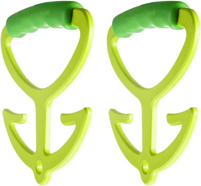 Shopping Bag Handle Carrier Each Handle Holds Up to 80lbs, Hanger with Soft Grip Handle, 2 Pack