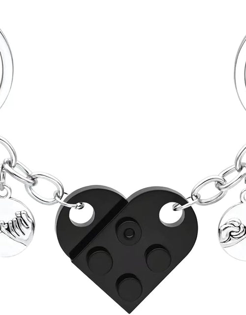 Load image into Gallery viewer, Heart Keychain for Couples/Friendship, Matching Brick Keychains Set , Black
