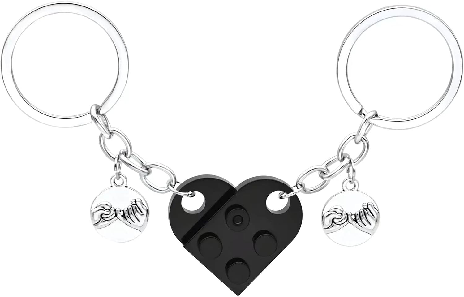 Heart Keychain for Couples/Friendship, Matching Brick Keychains Set , Black