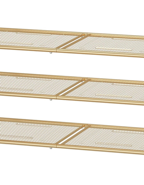 Load image into Gallery viewer, 3-Tier Stackable Shoe Rack, Expandable &amp; Adjustable Shoe Shelf Storage Organizer, Metal Mesh, Gold

