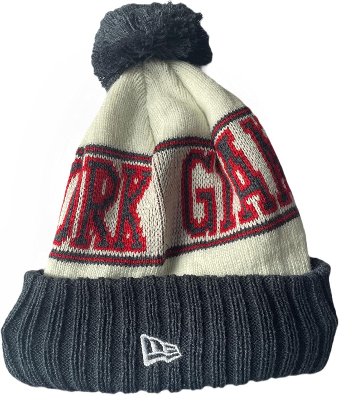 Beanie Knit Hat with Pom Football Team New York Winter Cuffed Stylish