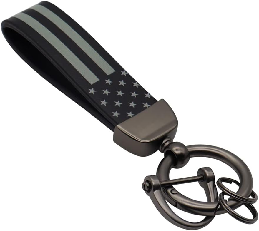 American USA Flag Car Keychain with Zinc Alloy Ring Fit for Truck, Ford, Jeep, Men Car Accessories