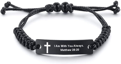 Load image into Gallery viewer, Religious Bible Verse Bracelet Scripture Quotes Inspirational Bracelet Faith Christian Adjustable Cord (Matthew 28:20)
