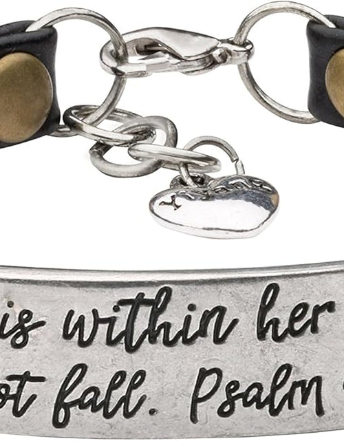 Load image into Gallery viewer, Leather Bracelet for Women Teens Christian Engraved Ornament Jewelry Gift Inspirational Vintage Stretch
