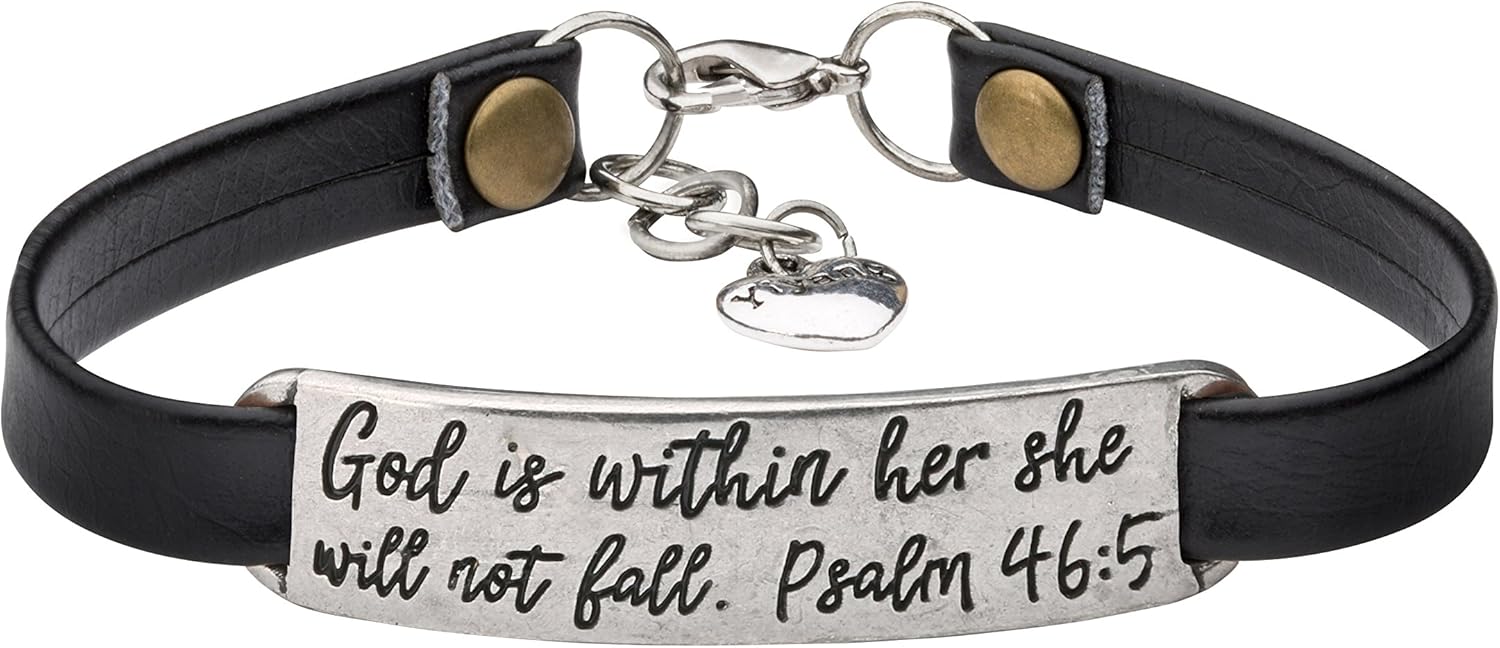 Leather Bracelet for Women Teens Christian Engraved Ornament Jewelry Gift Inspirational Vintage Stretch