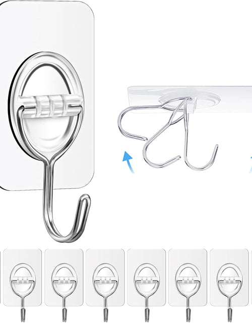 Load image into Gallery viewer, 8PCS Adhesive Wall Hooks Sticky Hooks - Hanging Up to 11Lbs (5Kg), Small Stick on Hooks, Self Adhesive 204 Stainless Steel Hooks (Clear)
