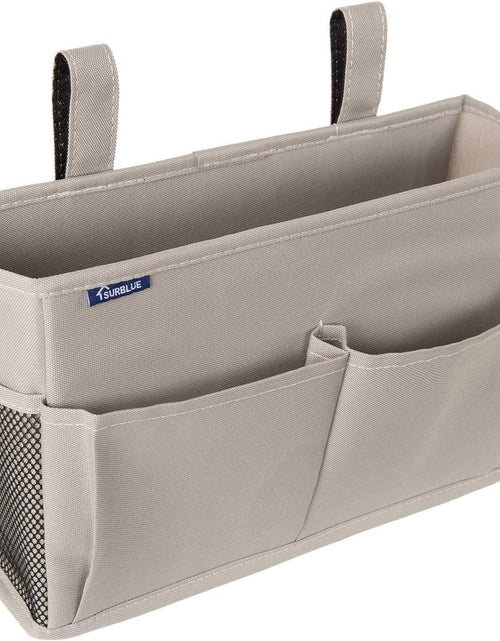 Load image into Gallery viewer, Bedside Caddy Hanging Bed Organizer Storage Bag Pocket for Bunk and Hospital Beds, College Dorm Rooms Baby Bed Rails (Small, Gray)
