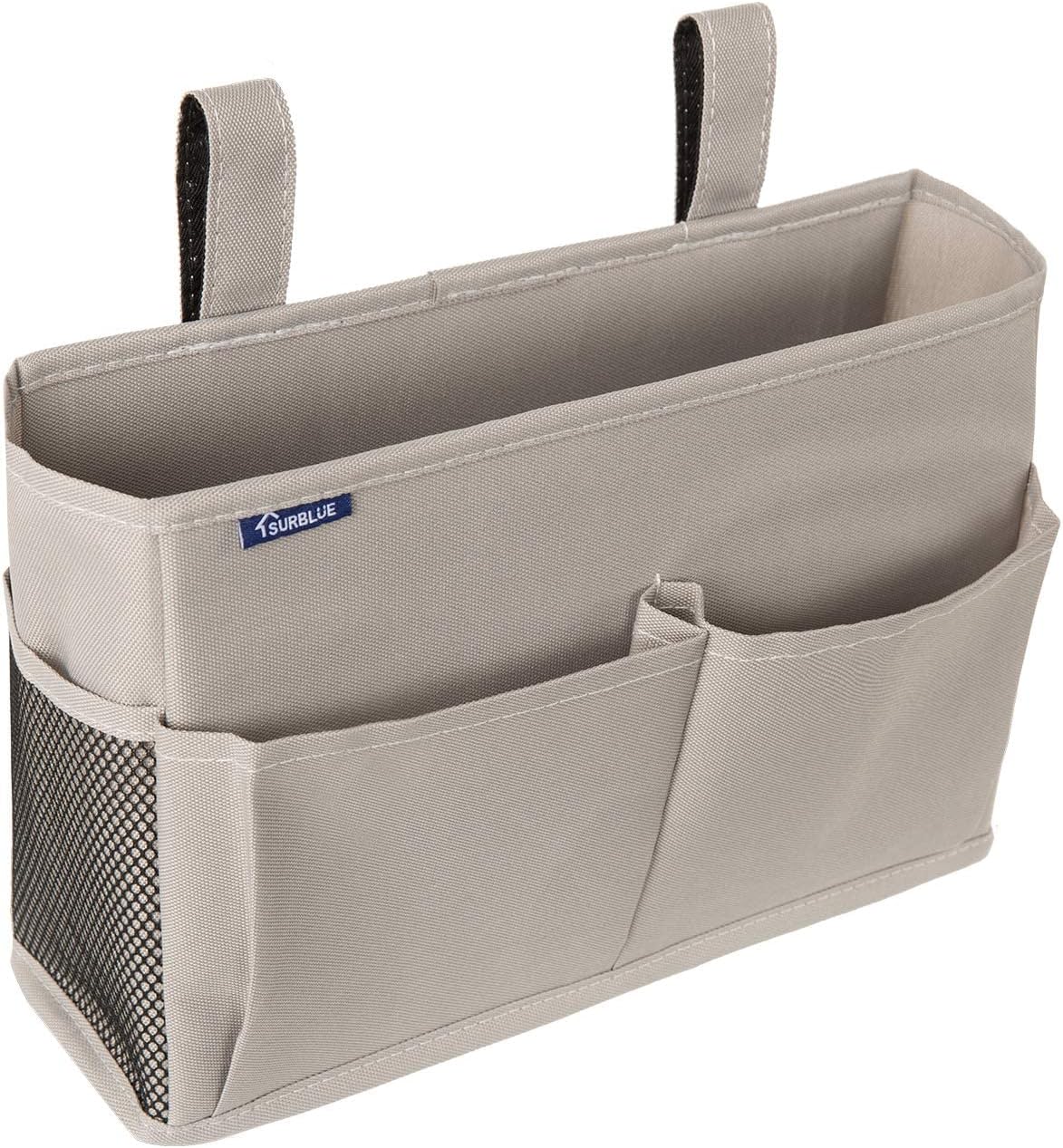 Bedside Caddy Hanging Bed Organizer Storage Bag Pocket for Bunk and Hospital Beds, College Dorm Rooms Baby Bed Rails (Small, Gray)