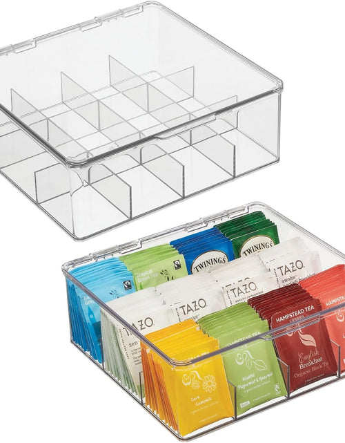 Load image into Gallery viewer, 2 Pack Plastic Stackable Tea Bag Storage Bin Organizer Box Holder with Lid for Kitchen Cabinets
