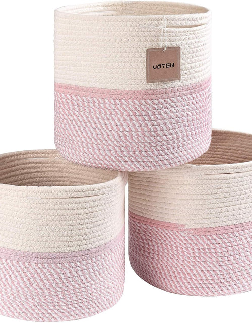 Load image into Gallery viewer, Cube Storage Baksets Bins 11x11’’ Fit 12x12’’ Organizer Bookcases Shelving, 3-Pack Off White/Mixed Pink
